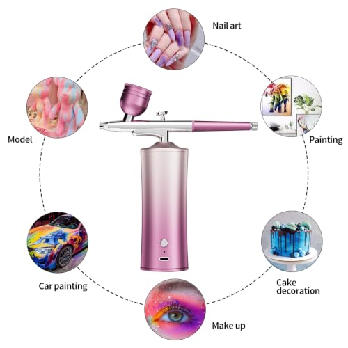 cordless airbrush kit comes with adjustable air pressure, suitable for nail art, airbrush makeup, model painting, hair tinting, cake decorating and graffiti creation