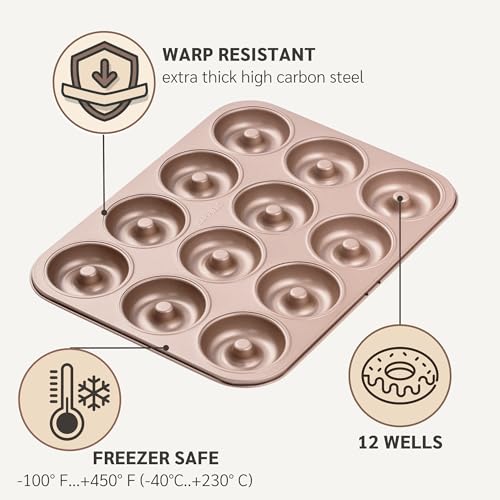 HAPPIELS 12 Well Donut Pan Nonstick, PFOA & BPA Free - style: Donut Pan