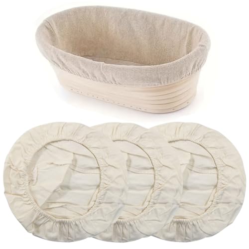 Oval Bread Proofing Basket Cloth Liners, 3 Pack, 11x5.9x3.14"