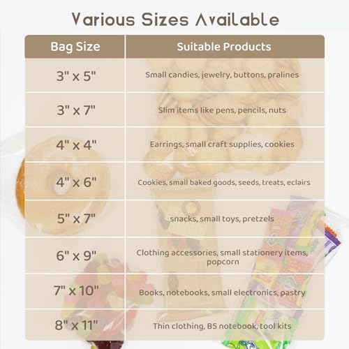 WIKDAY Self Sealing Cellophane Bags 200PCS 8X11 Inches Clear Bags with Seal - color: Clear-8"x11"