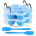 7PCS Silicone Egg Bites Mold Set with Steamer Rack for 6qt 8qt Instant Pot - color: Blue 7 PCS