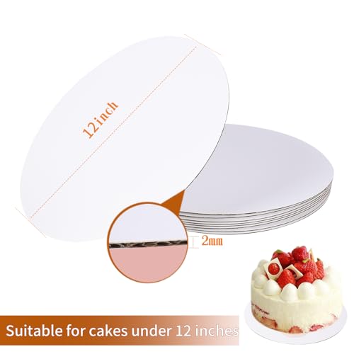 40 Pcs Cake Boards,White Cake Boards 12Inch Round,Food Grade Cardboard Cake Rounds,Disposable Cake Plates,12Inch Cake Board,Waterproof and Oil proof Cake Base Cake Tray Cake Pizza Circles - size: 12inch/40pcs