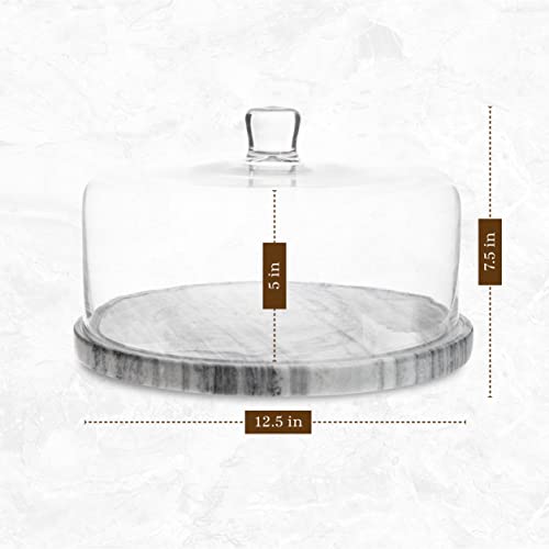 Marble Cake Stand with Glass Dome Cover