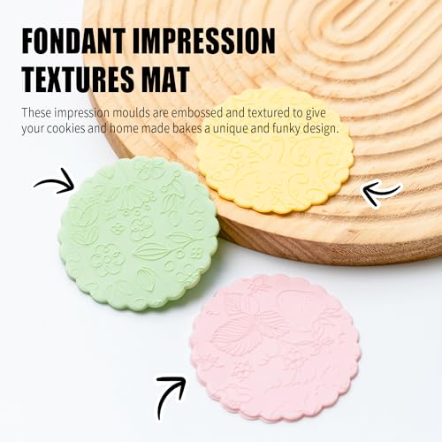 KALAIEN Cookie Stamps,Fondant Impression Mat Set of 3 Style 2 - color: Style 2