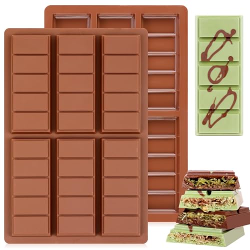 Chocolate Molds - Non-Stick Chocolate Bar Mold, Food Grade Silicone Deep Chocolate Bar Mold for Dubai Chocolate Bar Pistachio, Chocolate Snacks - Set of 2 - color: Choco: 2 PCS, size: Rectangle