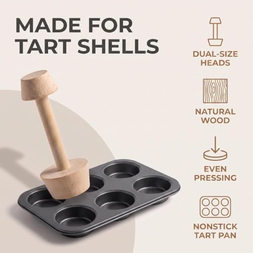 Woodiness Tart Tamper Pastry Tamper Double Side Wooden Egg Tart Tamper Mold DIY Cake Pastry Pusher for Kitchen Party Baking Tools, Pie, Tart and Quiche Pans