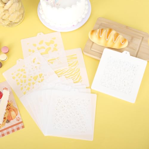 25 Pcs Cookie Stencils for Baking, Honeycomb Mermaid Scale Leopard Tiger Snake Texture & Dog Paw Print Patterns, Royal Icing Airbrush Cake Stencils for DIY Desserts & Party Crafts Reusable - style: Style 3