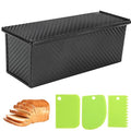 2.2lb Pullman Loaf Pan with Lid, 13inch SP-031 Bread Pan with Dough Scraper Cutter, Black Covered Loaf Pan for Sandwich Bread - color: Black, size: 13inch