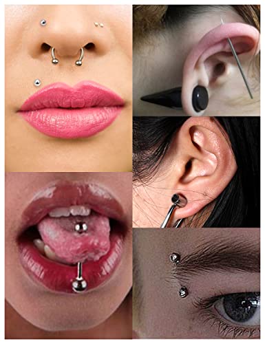 Vsnnsns 9 Style 316L Surgical Steel Body Piercing Tools Kit Piercing Clamps Forceps Use for Nose Septum Lip Tongue Eyebrow Belly Rings Ear Dermal Piercing Jewelry Kit Tools - color: Style 5, Piercing Needle Clamp Forceps