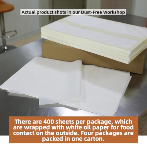 18x26" 1600 Bulk Sheets Commercial Grade Full Size Baking Parchment Paper - color: White, size: 18.1"×26" (46×66cm) - 1600 sheets