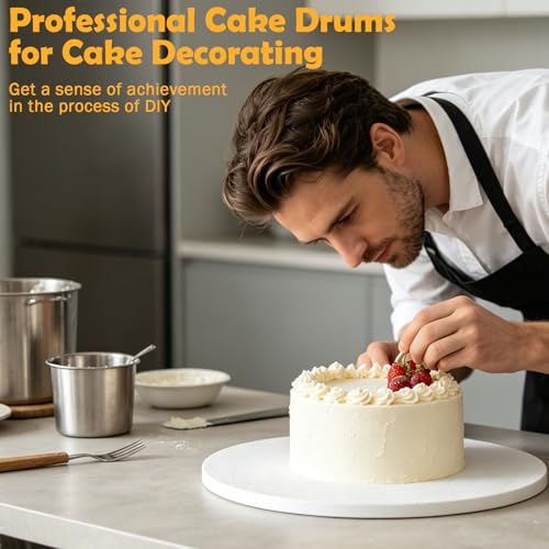 12PCS 14 Inch Round Cake Drums, Thick Sturdy Cardboard Base, Food Grade Cake Boards, Ideal for Baking, Decorating, Wedding, Party, Gifting and Daily Use - size: 14 Inch