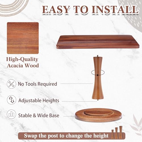 3 Pack Rectangular Acacia Wood Cake Stand 11/13/15 Inch