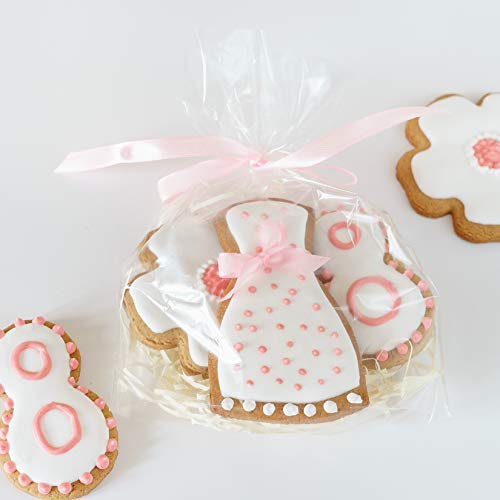 Morepack Cellophane Treat Bags 6x9 In 200 PCS Cookie Bags with Twist Ties - size: 6x9 Inch (Pack of 200)