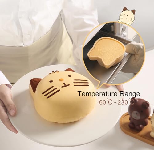 Cute Kitten 6 inch Silicone Cat Cake Mold Pan, Bread Pie Flan Tart Cake Mold, For Birthday Parties Baking, Friends' Dinners. (Green Cat) - color: Green
