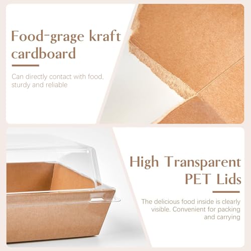 ZORRITA 100 Pack 5 Inch Paper Charcuterie Boxes with Clear Lids, Brown - color: Brown