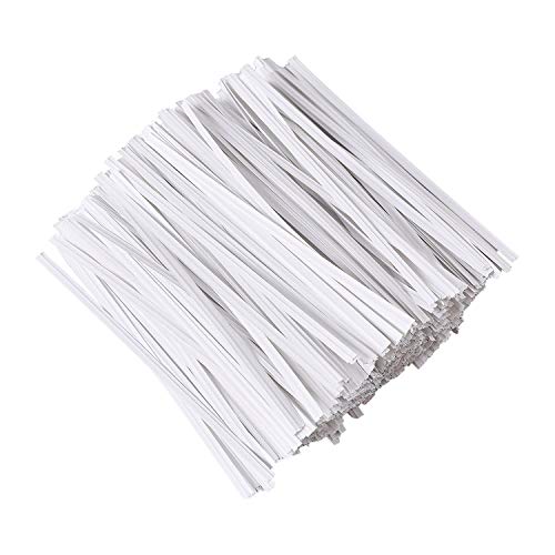 Tangyinrd 500 Pcs 5" White Paper Twist Ties Reusable Bread Ties, for Party Cello Candy Bread Coffee Bags Cake Pops - color: White
