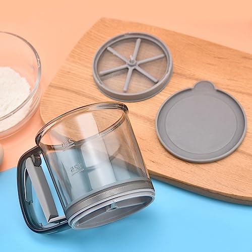 Flour Sifter for Baking, Double Layer Fine Sieve with Hand Press Handle