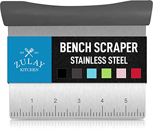 Zulay Premium Multi-purpose Stainless Steel Bench Scraper & Chopper, Easy to Read Etched Markings for Perfect Cuts, Quick & Easy Multi-use Dough Scraper, Dough Cutter & Pastry Scraper (Gray) - color: Gray, size: Bench Scraper