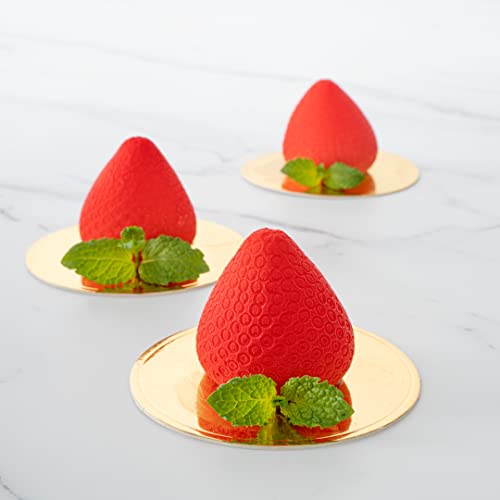 Pastry Tek 15 Cavities Strawberry Silicone Mold, 1 Oven-Ready Strawberry Mold - Flexible, Freezable, White Silicone Fruit Silicone Mold, Easy Release, For Baking - Restaurantware - size: 1 Count, style: Strawberry 15 Compartment