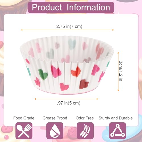HARFINGTON 100 Count Cupcake Liners Cupcake Cups Love - color: White 5