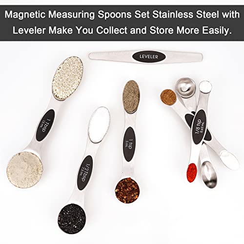 Aovchei 7 PCS Black Magnetic Measuring Spoons Set - size: 7pcs-black