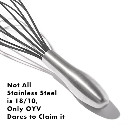OYV 10-Inch Black Silicone Whisk, Non-Scratch, 18/10 Stainless Steel Handle - size: 10 inch black