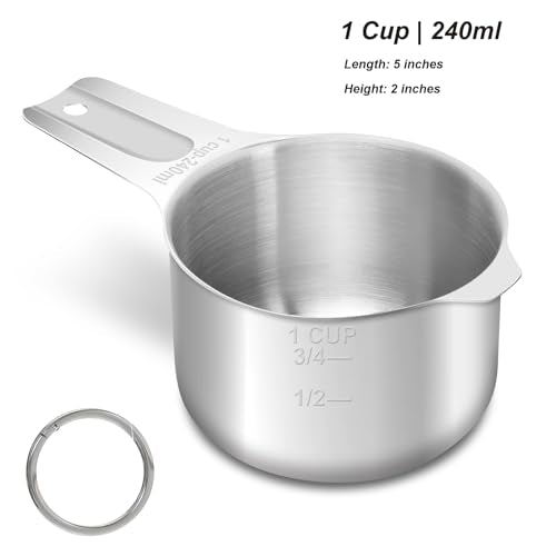 1 Cup (240 ml | 8 oz | 240 cc) Stainless Steel Measuring Cup, Metal Measuring Cup for Cooking & Baking - color: Stainless Steel, size: 1 Cup (240 ml | 240 cc | 8 oz)