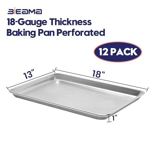 BIEAMA 12 Pack Perforated Half Size 18" x 13" Baking Sheet Pan - size: 12PACK Perforated Half Size 18"×13"