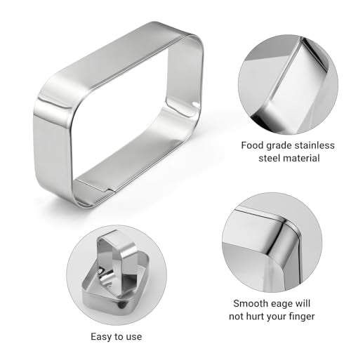 Rounded Rectangle Cookie Cutter Stainless Steel Plaque Cookie Cutters Geometric Frame Cookie Cutters Shapes Molds for Baking 1 Inch Depth - color: Rounded Rectangle