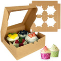 6x6x3Inch Cupcake Boxes with Window, 8 PCS Cookie Bakery Boxes,Brown - color: Brown