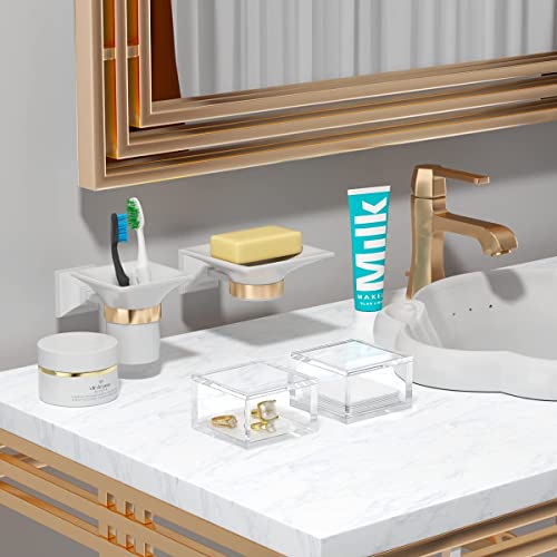 AITEE Acrylic Box with Lid, Small Square Storage Case with Multi-Purpose - size: Small