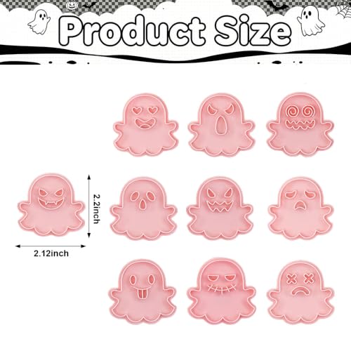 Halloween Ghost Cookie Cutter Set DIY Cute Ghost Cookie Mold Plastic 3D Hollow Out Cookie Stamps Set For Halloween Party Baking Biscuit Cake Decoration