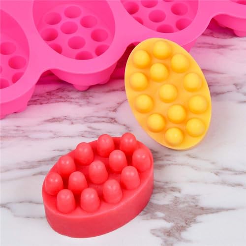 SJ Massage Bar Soap Mold Set, 2-Pack 4-Cavity Silicone Soap Mold - color: Pink+Rose Red / 3D Hair Comb