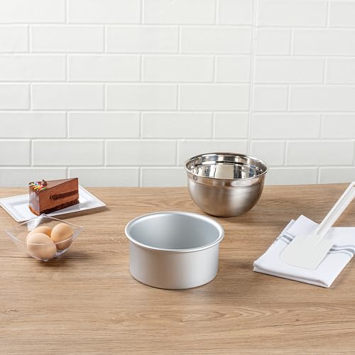 Restaurantware-Met Lux 6 x 3 Inch Straight-Sided Baking Tins, 12 Round Cake Pans - Oven-Ready, Freezable, Anodized Aluminum Round Baking Pans, Greaseproof, For Layer Birthday Cakes - size: 6 x 3 inch (Pack of 12)