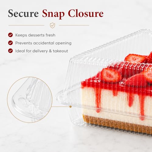 50 Pcs Cake Slice Containers with Lid, Single Clear Plastic Individual Carrier Transparent Disposable Triangle Boxes for Cheesecake, Flan, Cupcake, Dessert Pie Slice - Take Out, Mini Desechables