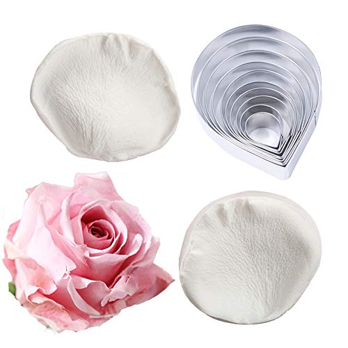 10 Pcs Austin Rose Cutter Set 2 Pcs Rose Petals Shape Silicone Fondant Mold - color: Rose Set(12pcs)
