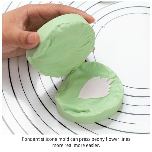 KALAIEN Peony Flower Silicone Veined Mold Petal Fondant Mold - color: Peony