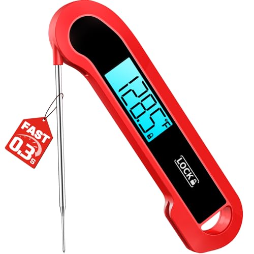 0.3 Sec Instant Read Meat Thermometer Digital for Cooking, Red - color: Cherry Red
