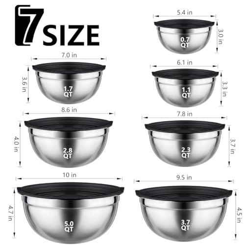 Leidawn Mixing Bowls with Lids Set, 25 PCS Black Mixing Bowl for Kitchen - color: Black