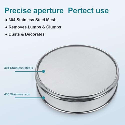 7.9" (20cm) 304 Stainless Steel Lab Sieve, 70 Mesh (0.25mm) Screen Sifter - size: 70Mesh(0.25mm)/Ф7.9in