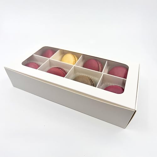 20-Ct White Treat Boxes, 8.75x4.5x1.9in, Window & Dividers - color: White, size: 8.75 x 4.5 x 1.9 in (8 compartments)
