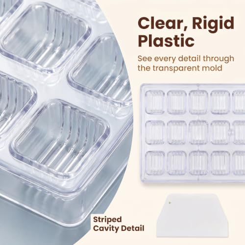24 Grid Chocolate Candy Mold PC Polycarbonate Chocolate Making Mould with Scraper (Cylindrical Corrugated Shape) - color: Cylindrical Corrugated Shape