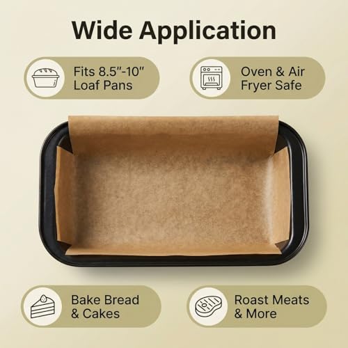 100 Pcs Loaf Pan Liners,Bread Pan,Unbleached Parchment Paper Loaf Pan Liners - Pre Formed Disposable Greaseproof Paper, Non-Stick Air Fryer Liner for Baking 9x5 Inch Bread, Cakes (10inch)
