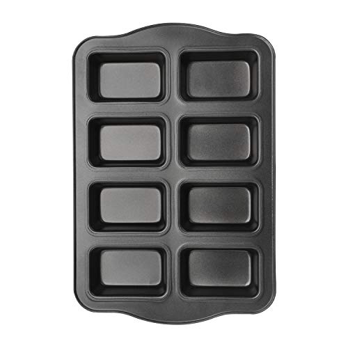 Beasea Mini Loaf Pan 8 Cavity, Nonstick Bakeware Square Bread Pan, Carbon Steel Mini Loaf Bread Pan Cake Pans for Baking Oven - color: Black Miniloaf 8 Cup