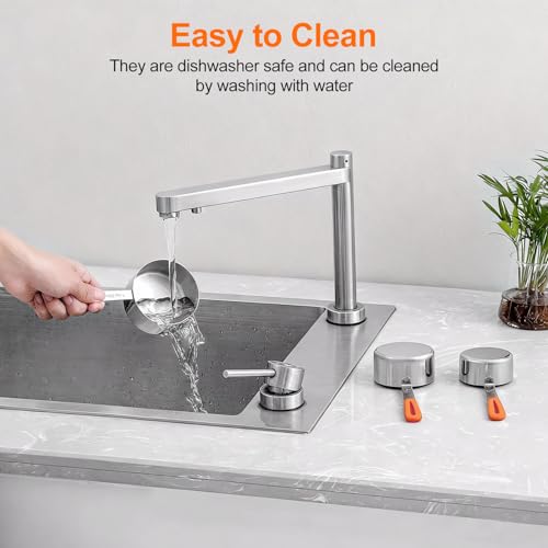 Bopei 10-Pcs Stainless Steel Measuring Cups & Spoons Set, Orange Handles - color: Orange