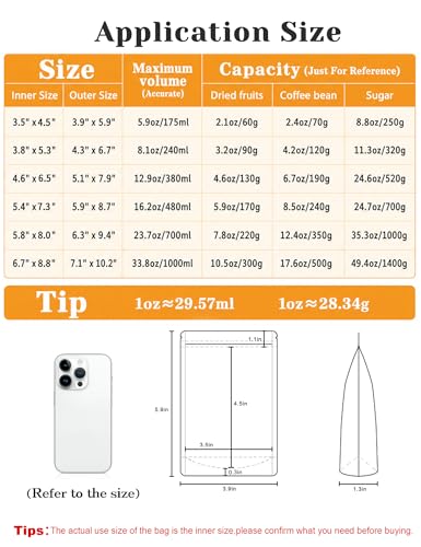 FireKylin 100Pcs Resealable Stand Up Bags, Matte 3.9"x5.9" Food Pouches - color: Matte, size: 3.9" X 5.9"