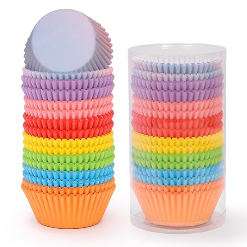 Rainbow Mini Cupcake Liners 400 Count Colorful Muffin Paper Baking Cups Food Grade Disposable Cupcake Wrappers - size: Mini Size