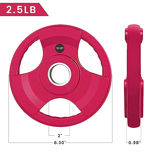 SPART 2-Inch Color Rubber Coated Olympic Grip Plate in Pairs or Single for Strength Training, Weightlifting and Bodybuilding, Solid Cast Iron Weight Plates for Barbell, 2.5LB/5LB/10LB/25LB/35LB/45LB, Two Years Warranty - color: 2.5LB PAIR
