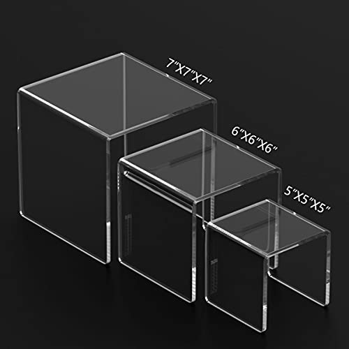 HIIMIEI Clear Acrylic Display Risers 2 Sets - size: 5"x6"x7"