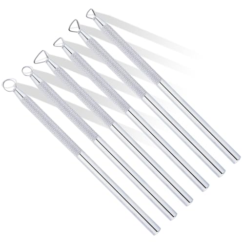 Glamorway Pottery Tools, 6-Piece Clay Sculpting Tools Set with Mini Aluminum Ribbon Loop Cutters for Carving, Trimming and Detail Work